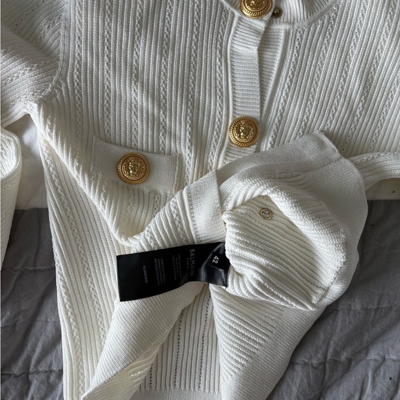 Balmain White Sweater with Gold Buttons - Picture 3 of 6